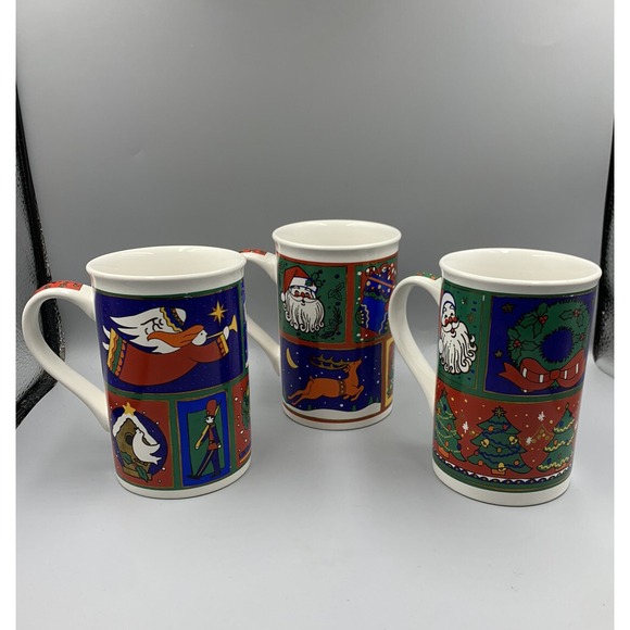 Signature Housewares, Christmas Classics Collage, Set of 3, 12oz Coffee Mugs Set - Picture 1 of 8